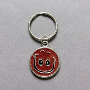 Vintage Glitter Enamel Smiley Keychain